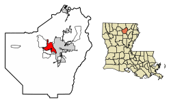Ouachita Parish Louisiana Incorporated and Unincorporated areas West Monroe Highlighted